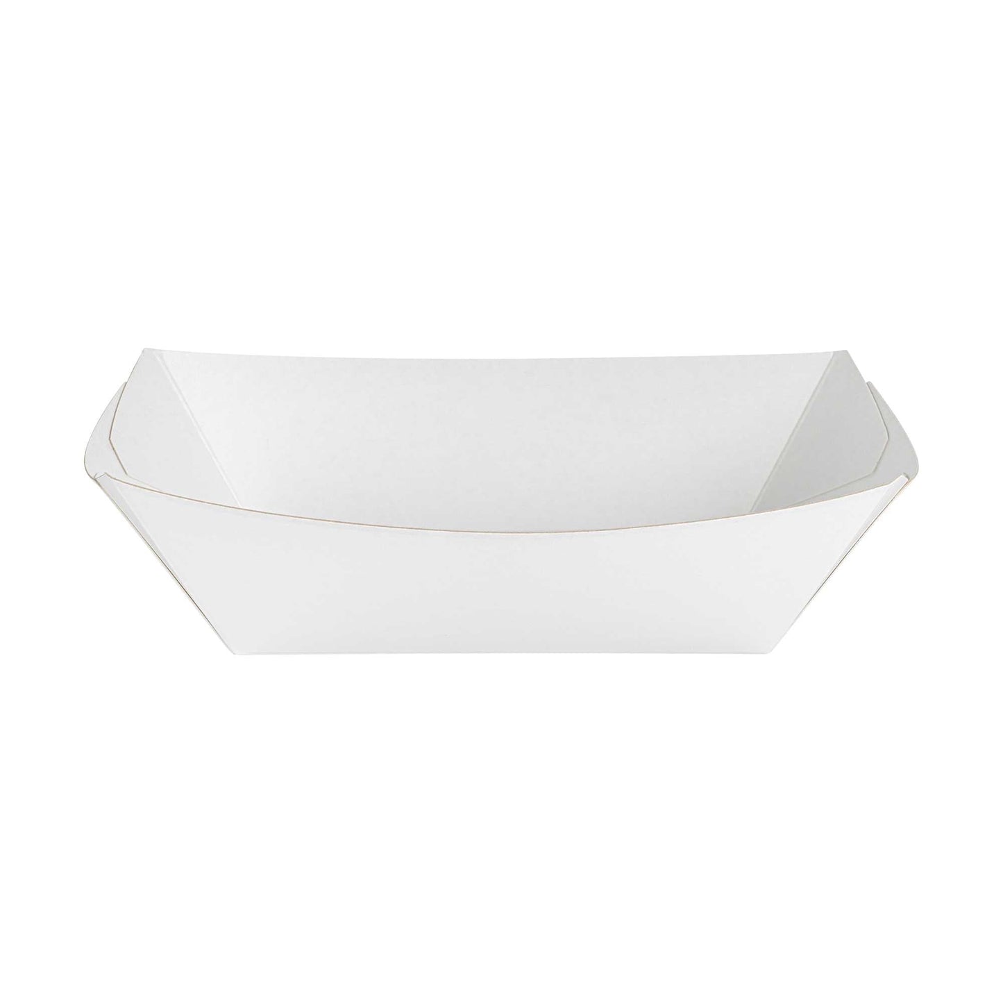 Bio Tek 1/2 lb White Paper #50 Food Tray / Boat - 4 1/4" x 2 3/4" x 1 1/2" - 50 count box