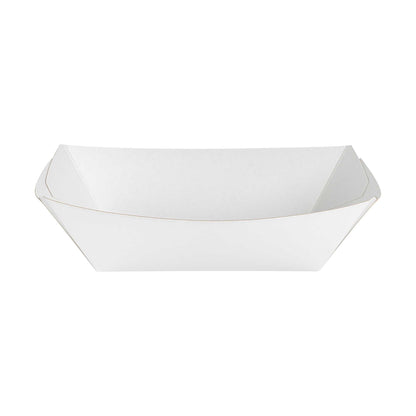 Bio Tek 1/2 lb White Paper #50 Food Tray / Boat - 4 1/4" x 2 3/4" x 1 1/2" - 50 count box