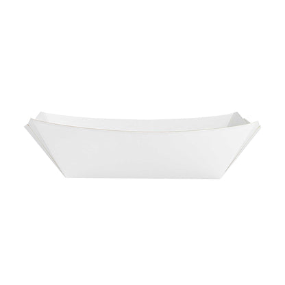 Bio Tek 1/2 lb White Paper #50 Food Tray / Boat - 4 1/4" x 2 3/4" x 1 1/2" - 400 count box
