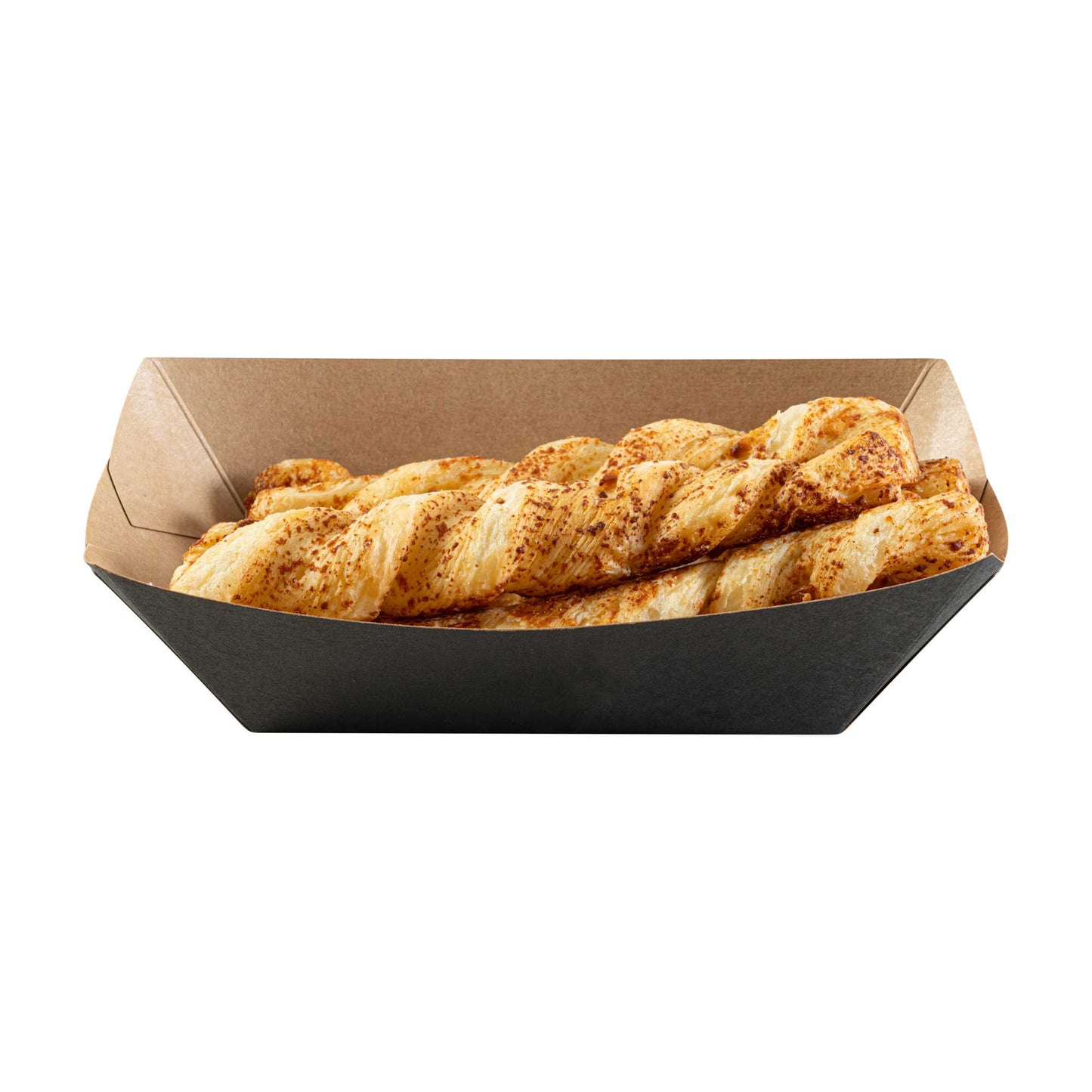 Bio Tek 1 lb Black Paper #100 Food Tray / Boat - 5 1/2" x 3 1/2" x 2" - 50 count box