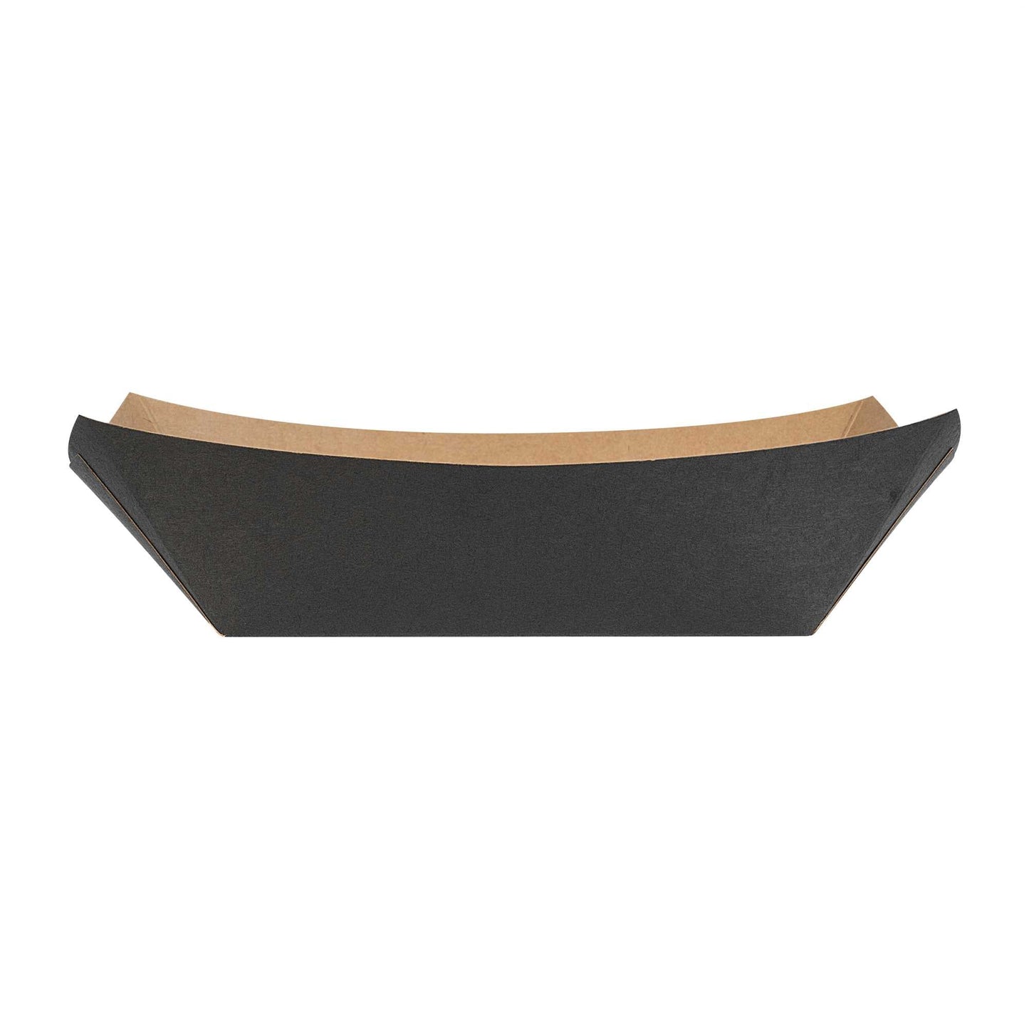 Bio Tek 1 lb Black Paper #100 Food Tray / Boat - 5 1/2" x 3 1/2" x 2" - 50 count box