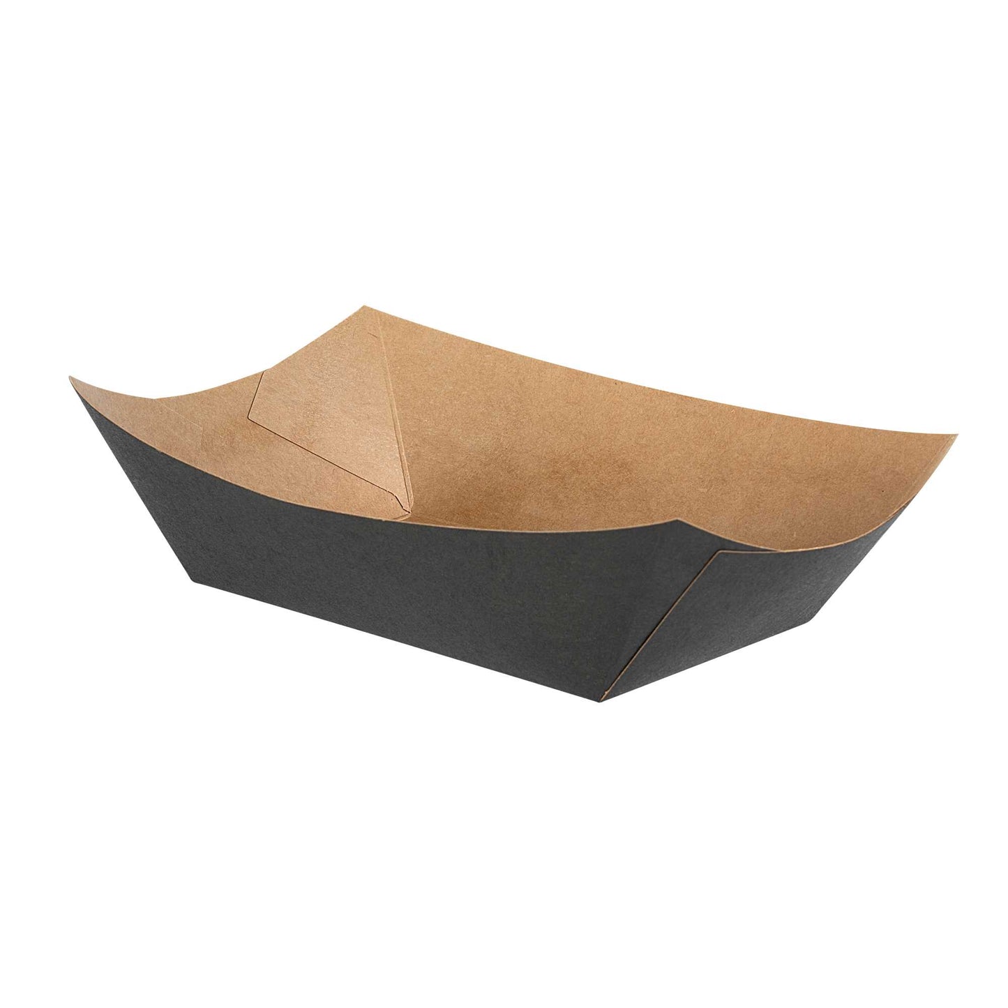 Bio Tek 1 lb Black Paper #100 Food Tray / Boat - 5 1/2" x 3 1/2" x 2" - 200 count box