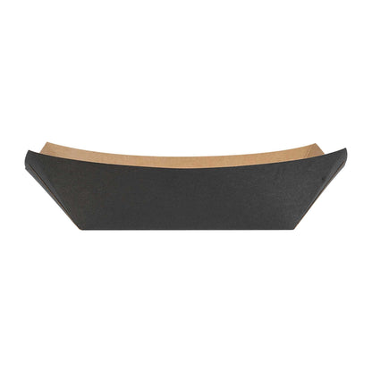 Bio Tek 1 lb Black Paper #100 Food Tray / Boat - 5 1/2" x 3 1/2" x 2" - 200 count box