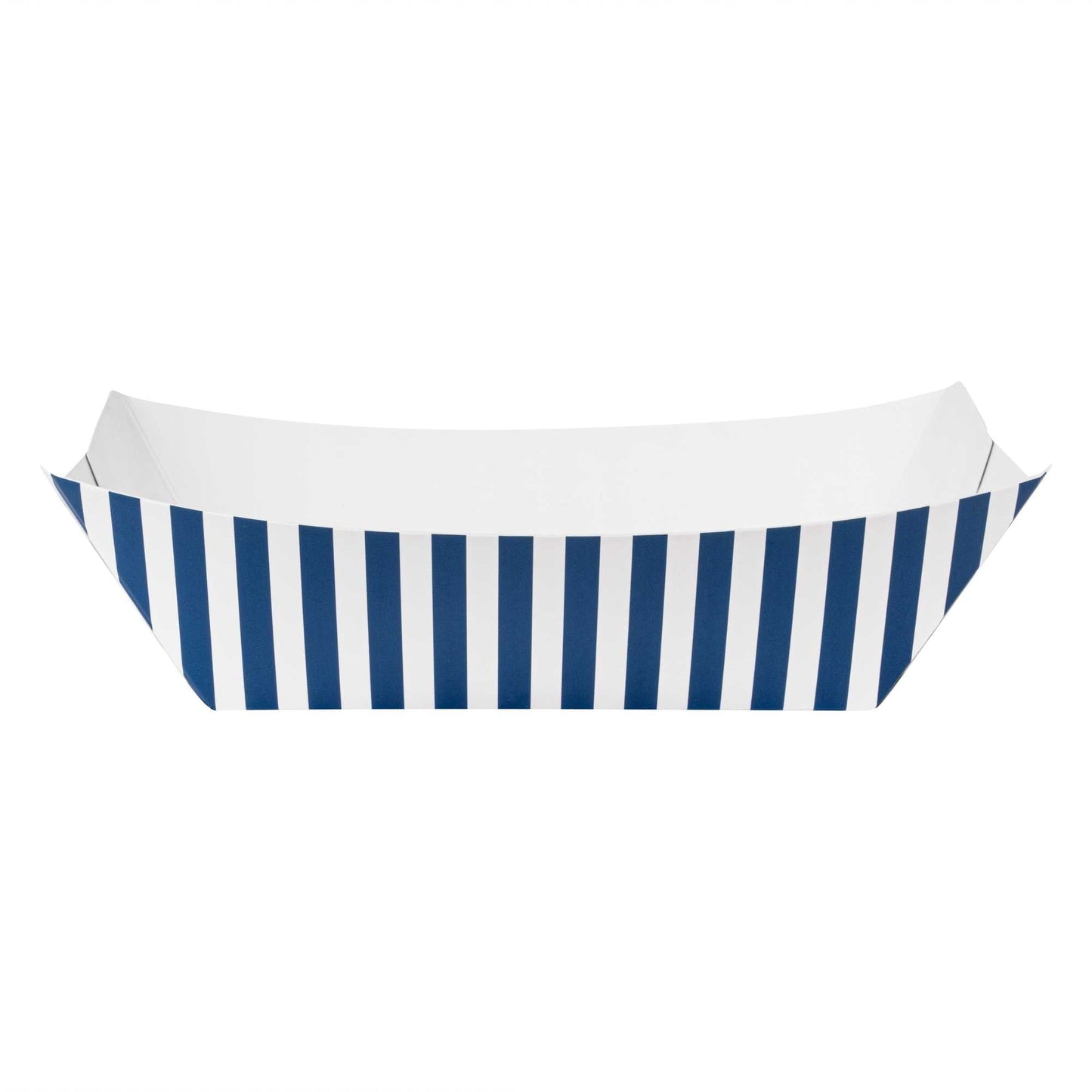 Bio Tek 1 lb Blue and White Stripe Paper #100 Food Tray / Boat - 5 1/2" x 3 1/2" x 2" - 50 count box