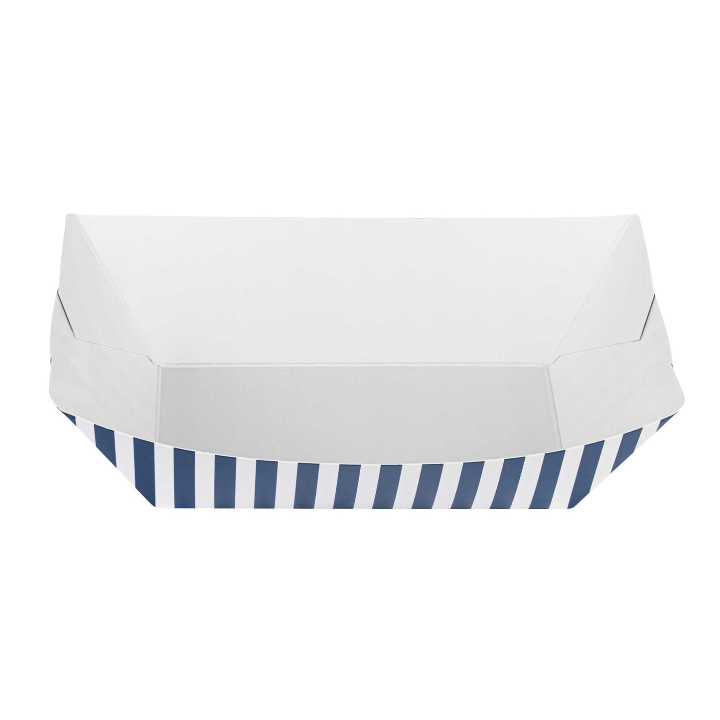 Bio Tek 1 lb Blue and White Stripe Paper #100 Food Tray / Boat - 5 1/2" x 3 1/2" x 2" - 50 count box