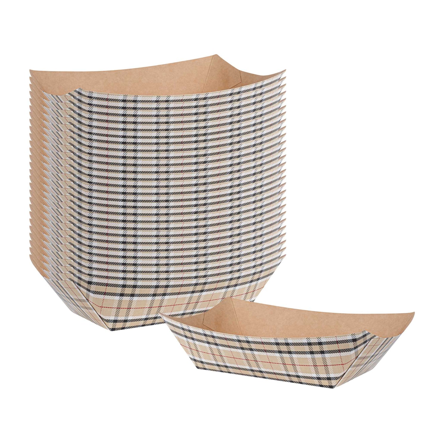 Bio Tek 1 lb Plaid Paper #100 Food Tray / Boat - 5 1/2" x 3 1/2" x 2" - 50 count box