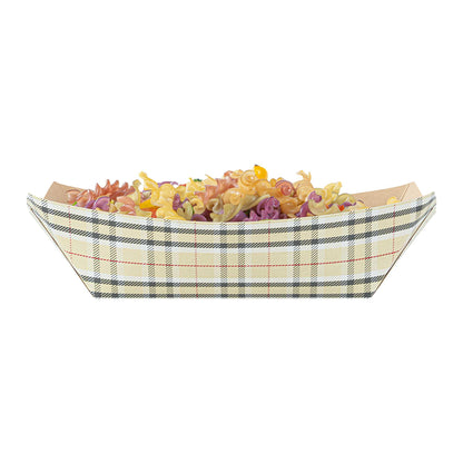 Bio Tek 1 lb Plaid Paper #100 Food Tray / Boat - 5 1/2" x 3 1/2" x 2" - 50 count box