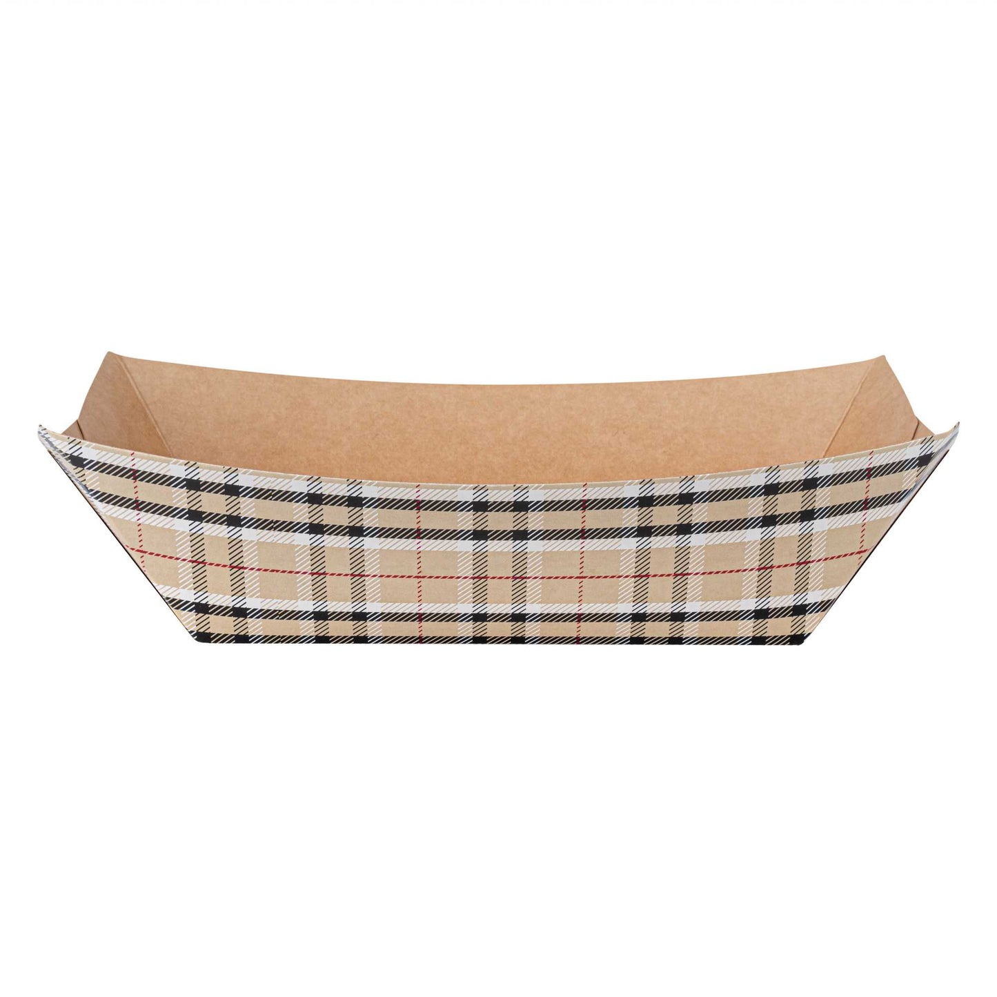 Bio Tek 1 lb Plaid Paper #100 Food Tray / Boat - 5 1/2" x 3 1/2" x 2" - 50 count box