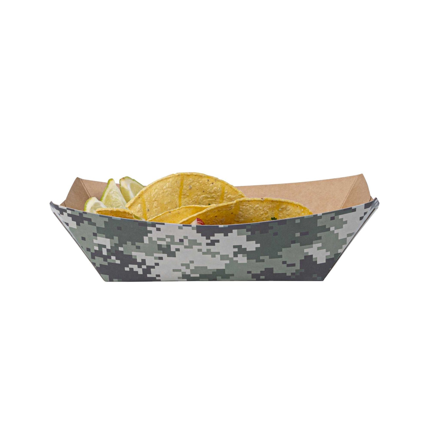 Bio Tek 1 lb Camouflage Paper #100 Food Tray / Boat - 5 1/2" x 3 1/2" x 2" - 200 count box