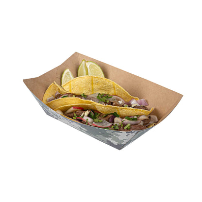 Bio Tek 1 lb Camouflage Paper #100 Food Tray / Boat - 5 1/2" x 3 1/2" x 2" - 200 count box