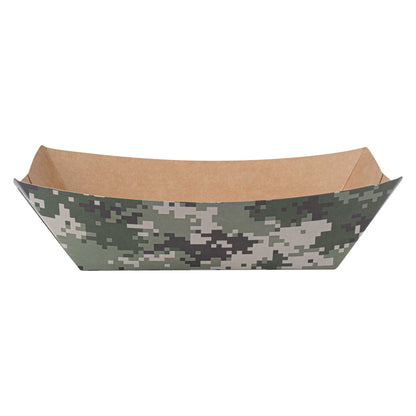 Bio Tek 1 lb Camouflage Paper #100 Food Tray / Boat - 5 1/2" x 3 1/2" x 2" - 200 count box