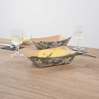 Bio Tek 1 lb Camouflage Paper #100 Food Tray / Boat - 5 1/2" x 3 1/2" x 2" - 200 count box