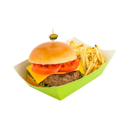 Bio Tek 1 lb Eco Green Paper #100 Food Tray / Boat - 5 1/2" x 3 1/2" x 2" - 200 count box