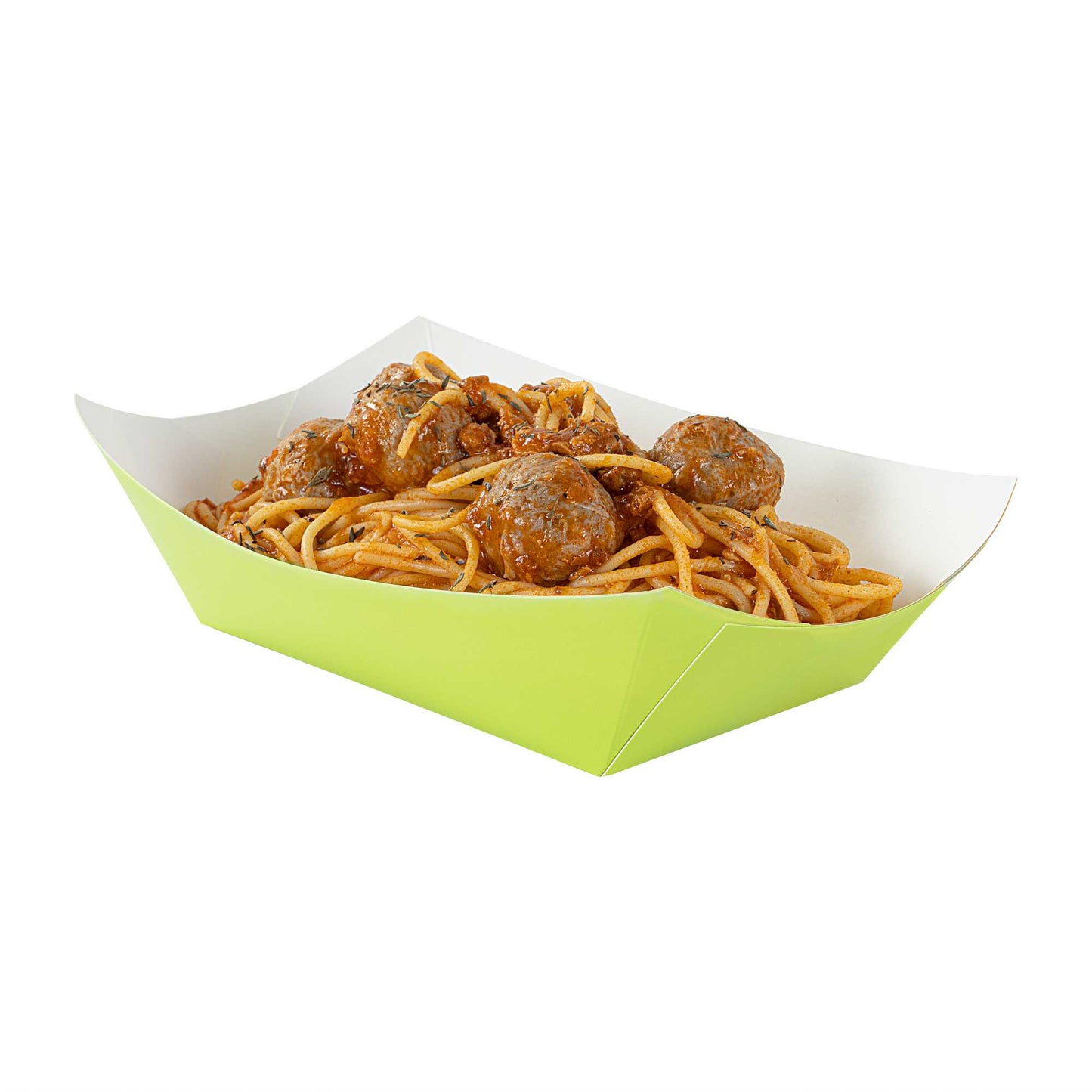 Bio Tek 1 lb Eco Green Paper #100 Food Tray / Boat - 5 1/2" x 3 1/2" x 2" - 50 count box