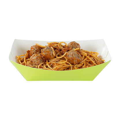 Bio Tek 1 lb Eco Green Paper #100 Food Tray / Boat - 5 1/2" x 3 1/2" x 2" - 200 count box