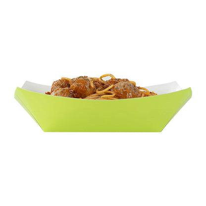 Bio Tek 1 lb Eco Green Paper #100 Food Tray / Boat - 5 1/2" x 3 1/2" x 2" - 200 count box