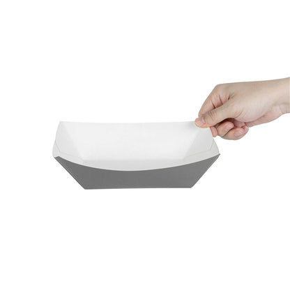 Bio Tek 1 lb Gray Paper #100 Food Tray / Boat - 5 1/2" x 3 1/2" x 2" - 200 count box