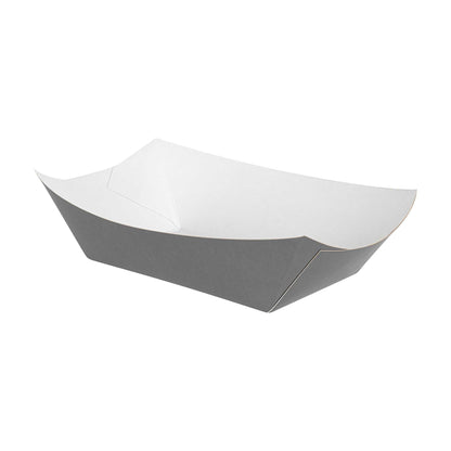 Bio Tek 1 lb Gray Paper #100 Food Tray / Boat - 5 1/2" x 3 1/2" x 2" - 200 count box