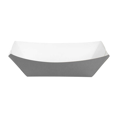 Bio Tek 1 lb Gray Paper #100 Food Tray / Boat - 5 1/2" x 3 1/2" x 2" - 200 count box