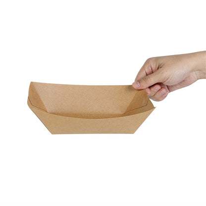 Bio Tek 1 lb Kraft Paper #100 Food Tray / Boat - 5 1/2" x 3 1/2" x 2" - 50 count box