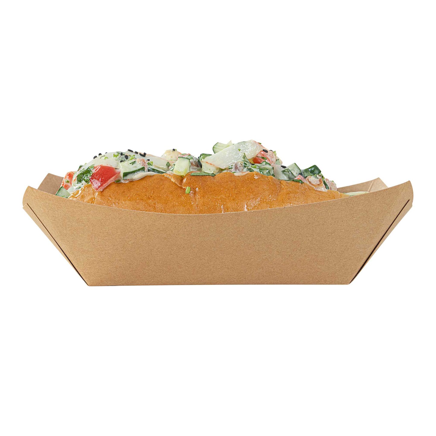 Bio Tek 1 lb Kraft Paper #100 Food Tray / Boat - 5 1/2" x 3 1/2" x 2" - 200 count box