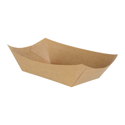 Bio Tek 1 lb Kraft Paper #100 Food Tray / Boat - 5 1/2" x 3 1/2" x 2" - 200 count box