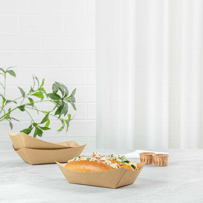 Bio Tek 1 lb Kraft Paper #100 Food Tray / Boat - 5 1/2" x 3 1/2" x 2" - 200 count box