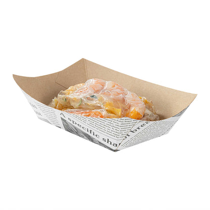 Bio Tek 1 lb Newsprint Paper #100 Food Tray / Boat - 5 1/2" x 3 1/2" x 2" - 50 count box