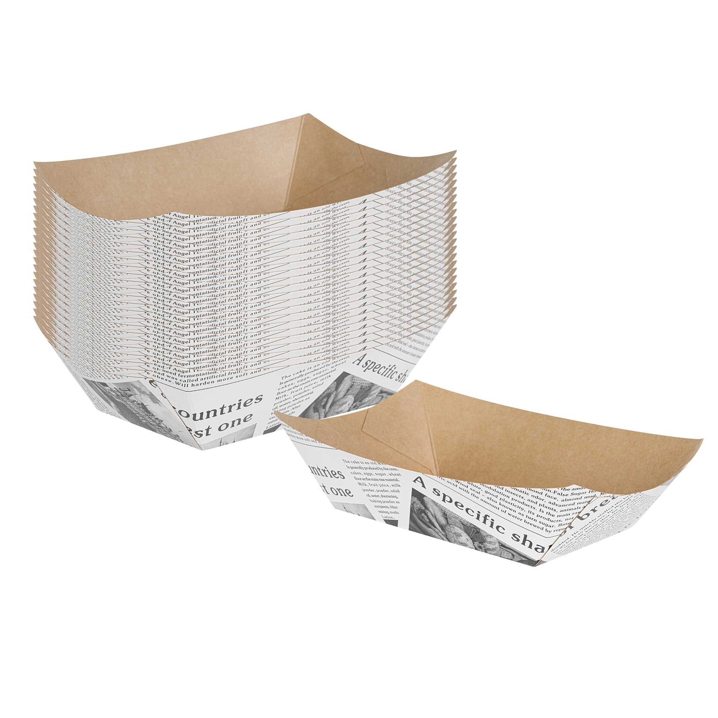 Bio Tek 1 lb Newsprint Paper #100 Food Tray / Boat - 5 1/2" x 3 1/2" x 2" - 50 count box