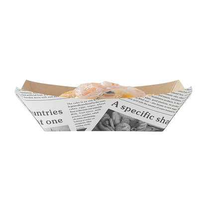 Bio Tek 1 lb Newsprint Paper #100 Food Tray / Boat - 5 1/2" x 3 1/2" x 2" - 50 count box