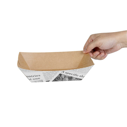 Bio Tek 1 lb Newsprint Paper #100 Food Tray / Boat - 5 1/2" x 3 1/2" x 2" - 50 count box