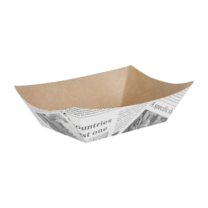 Bio Tek 1 lb Newsprint Paper #100 Food Tray / Boat - 5 1/2" x 3 1/2" x 2" - 50 count box