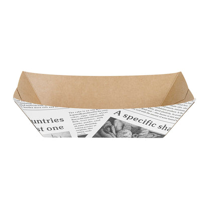 Bio Tek 1 lb Newsprint Paper #100 Food Tray / Boat - 5 1/2" x 3 1/2" x 2" - 50 count box
