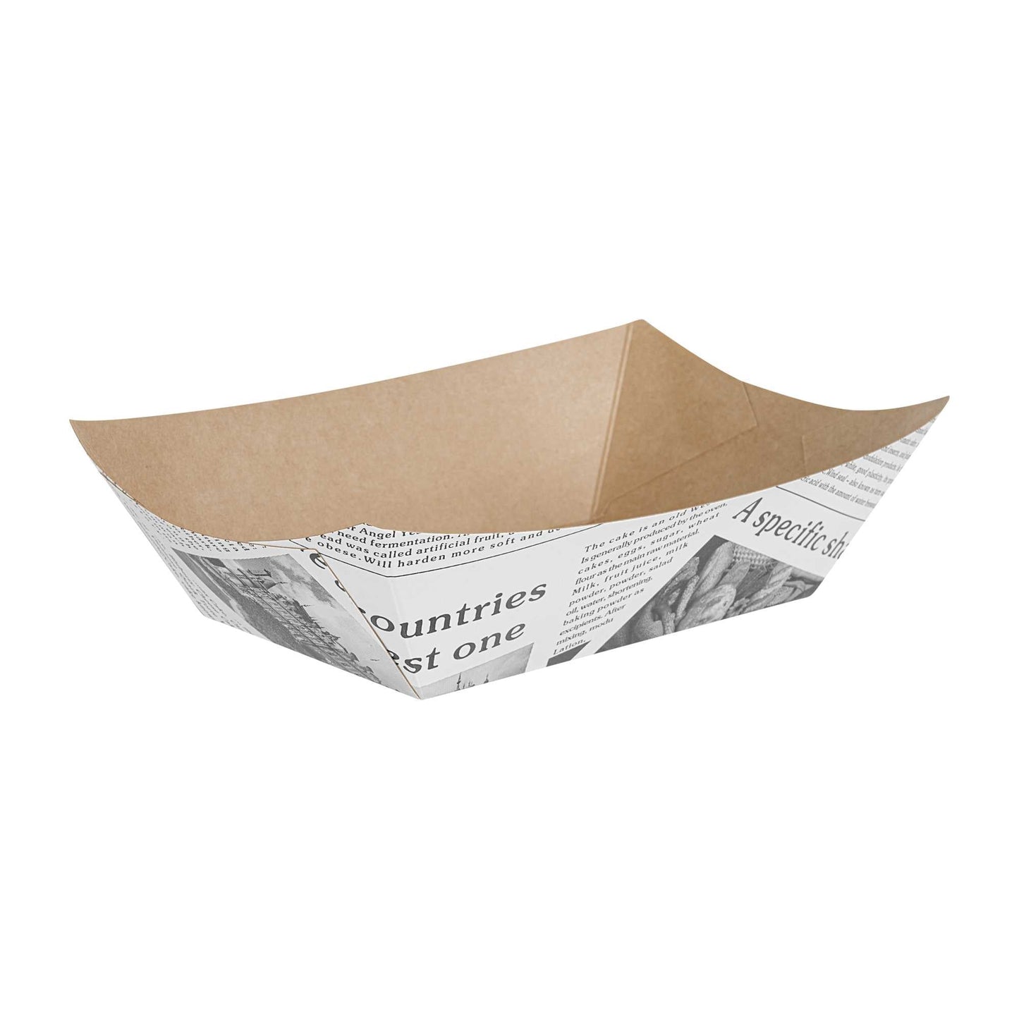 Bio Tek 1 lb Newsprint Paper #100 Food Tray / Boat - 5 1/2" x 3 1/2" x 2" - 200 count box