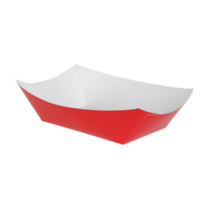 Bio Tek 1 lb Red Paper #100 Food Tray / Boat - 5 1/2" x 3 1/2" x 2" - 50 count box