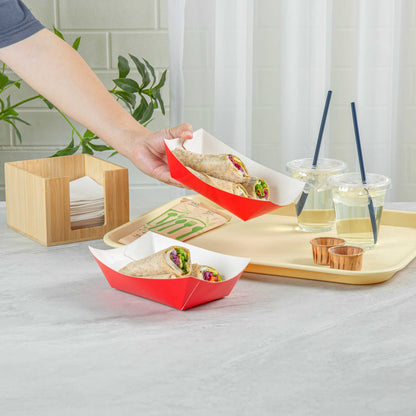 Bio Tek 1 lb Red Paper #100 Food Tray / Boat - 5 1/2" x 3 1/2" x 2" - 50 count box