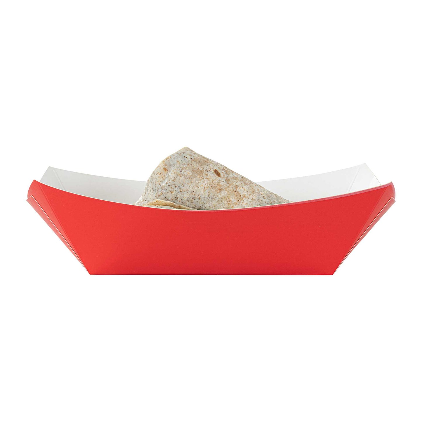 Bio Tek 1 lb Red Paper #100 Food Tray / Boat - 5 1/2" x 3 1/2" x 2" - 200 count box