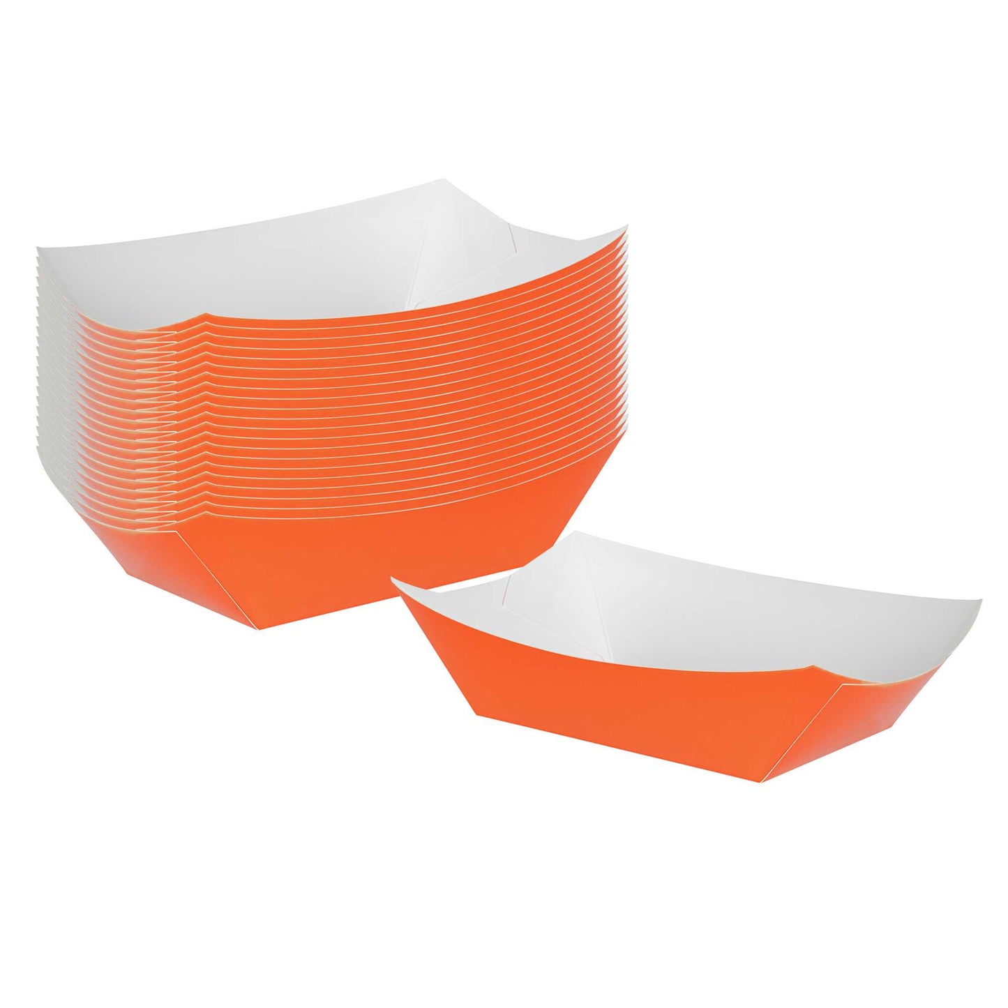 Bio Tek 1 lb Tangerine Orange Paper #100 Food Tray / Boat - 5 1/2" x 3 1/2" x 2" - 50 count box