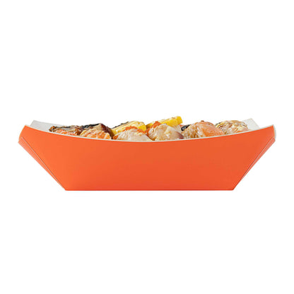 Bio Tek 1 lb Tangerine Orange Paper #100 Food Tray / Boat - 5 1/2" x 3 1/2" x 2" - 200 count box