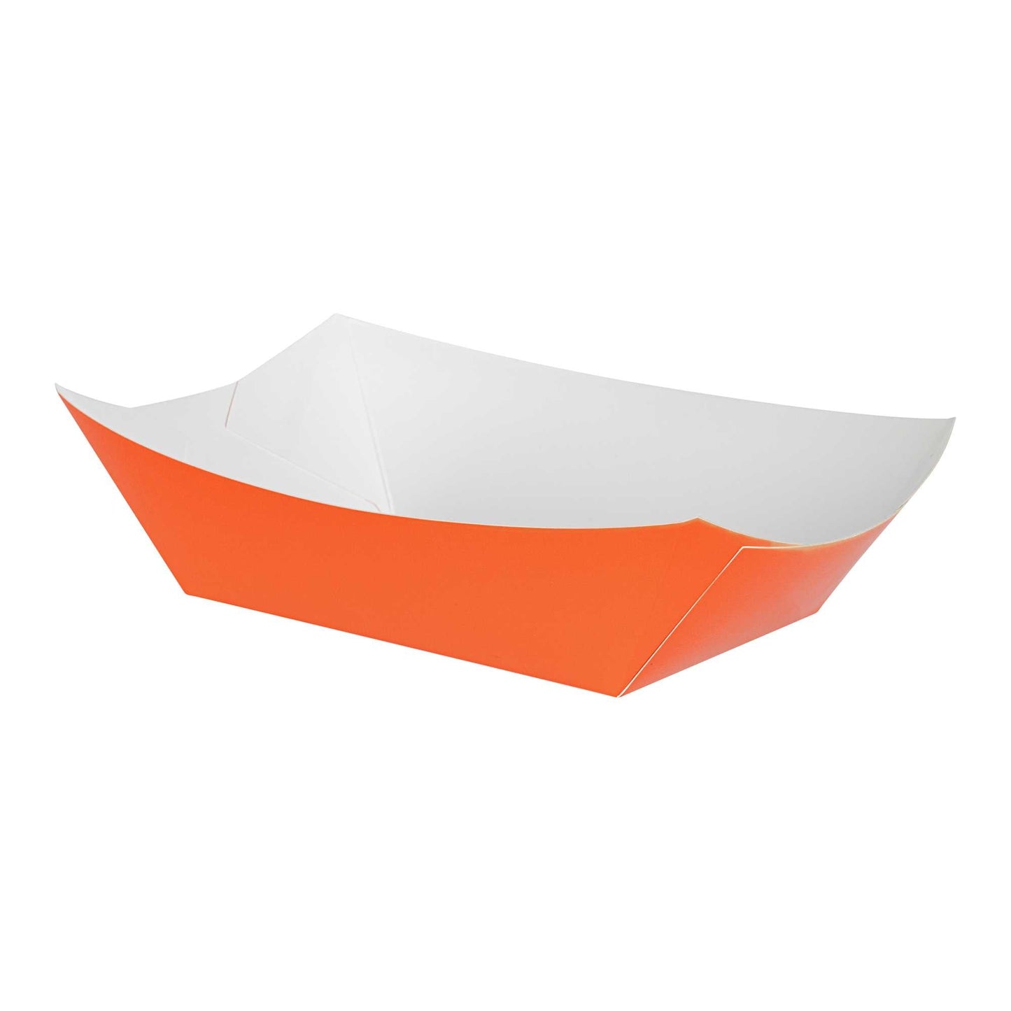 Bio Tek 1 lb Tangerine Orange Paper #100 Food Tray / Boat - 5 1/2" x 3 1/2" x 2" - 200 count box