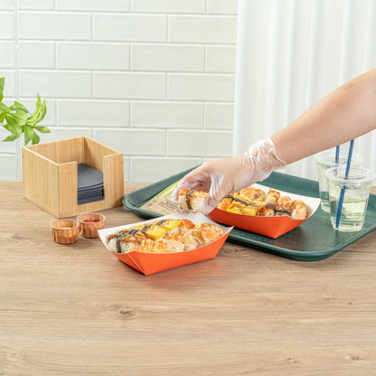Bio Tek 1 lb Tangerine Orange Paper #100 Food Tray / Boat - 5 1/2" x 3 1/2" x 2" - 200 count box