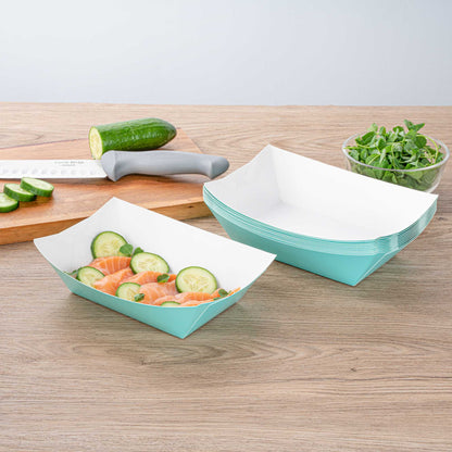 Bio Tek 1 lb Turquoise Paper #100 Food Tray / Boat - 5 1/2" x 3 1/2" x 2" - 200 count box