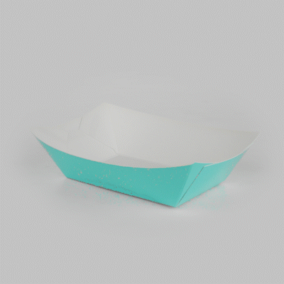 Bio Tek 1 lb Turquoise Paper #100 Food Tray / Boat - 5 1/2" x 3 1/2" x 2" - 50 count box