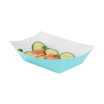 Bio Tek 1 lb Turquoise Paper #100 Food Tray / Boat - 5 1/2" x 3 1/2" x 2" - 200 count box