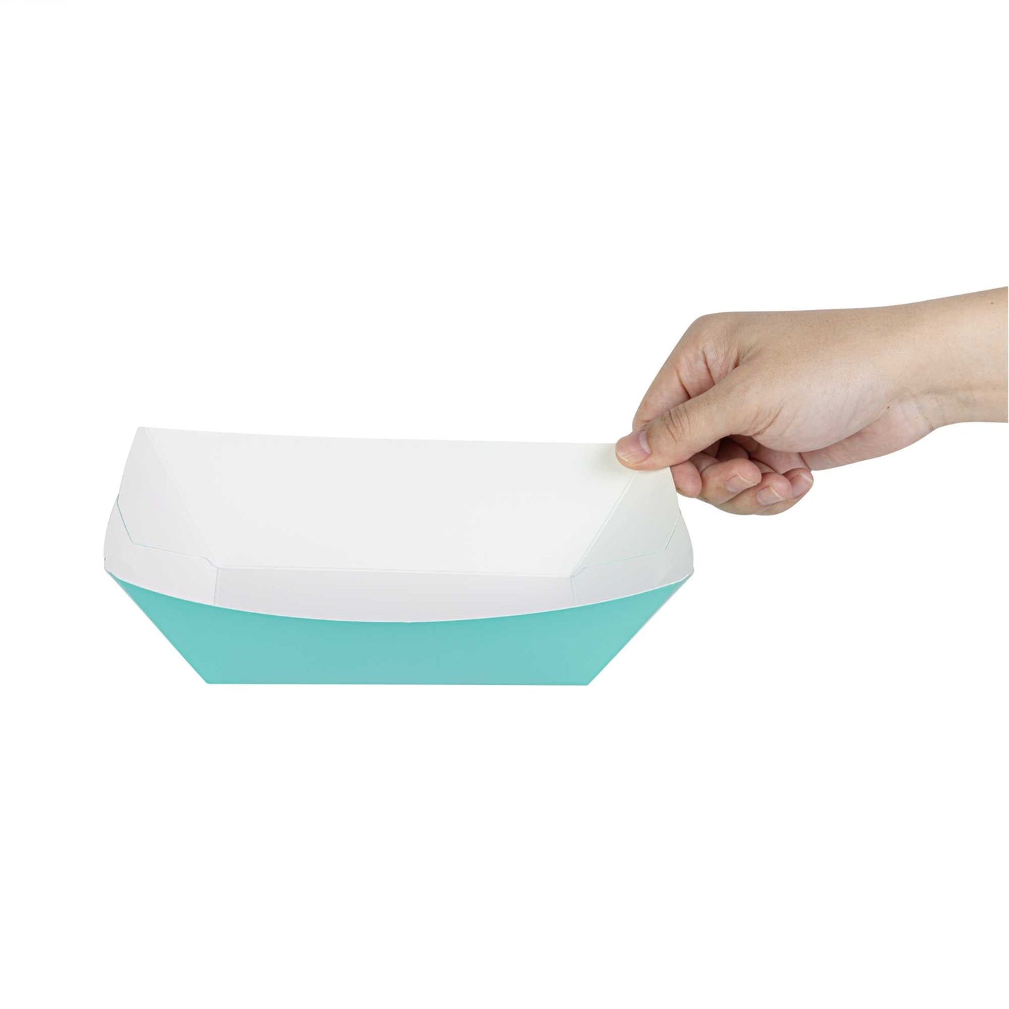Bio Tek 1 lb Turquoise Paper #100 Food Tray / Boat - 5 1/2" x 3 1/2" x 2" - 200 count box