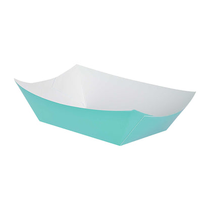 Bio Tek 1 lb Turquoise Paper #100 Food Tray / Boat - 5 1/2" x 3 1/2" x 2" - 200 count box