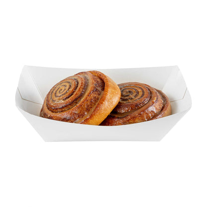 Bio Tek 1 lb White Paper #100 Food Tray / Boat - 5 1/2" x 3 1/2" x 2" - 50 count box