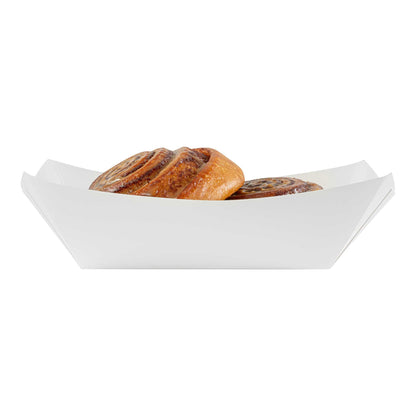 Bio Tek 1 lb White Paper #100 Food Tray / Boat - 5 1/2" x 3 1/2" x 2" - 50 count box