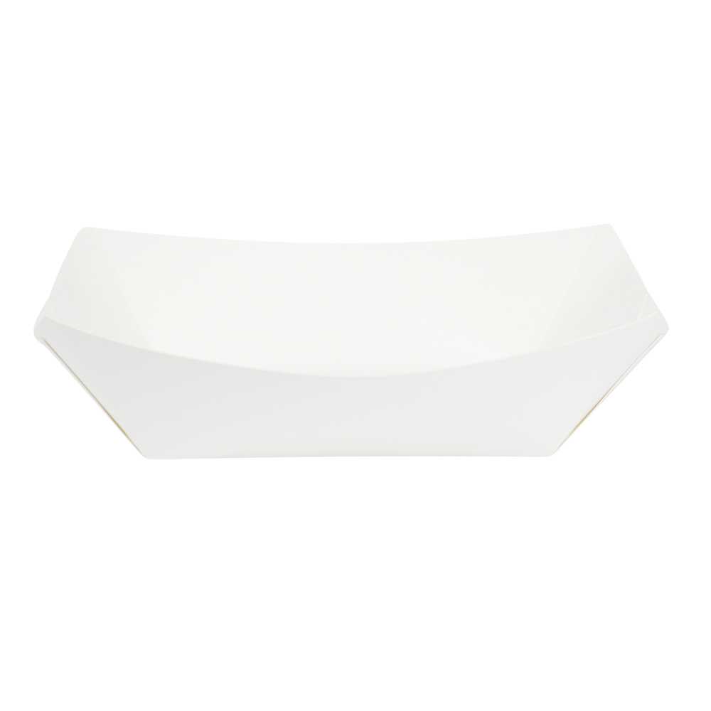 Bio Tek 1 lb White Paper #100 Food Tray / Boat - 5 1/2" x 3 1/2" x 2" - 50 count box
