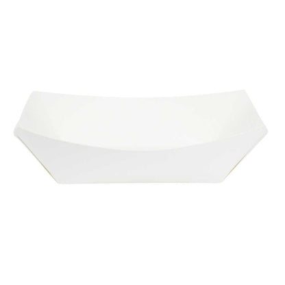 Bio Tek 1 lb White Paper #100 Food Tray / Boat - 5 1/2" x 3 1/2" x 2" - 50 count box